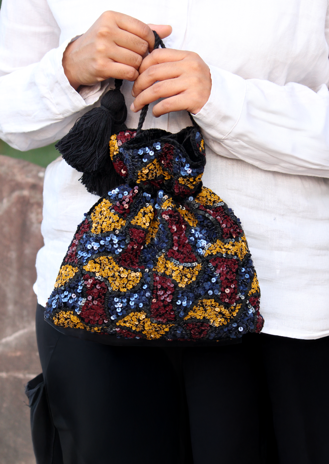 segmenta embroidered potli bag