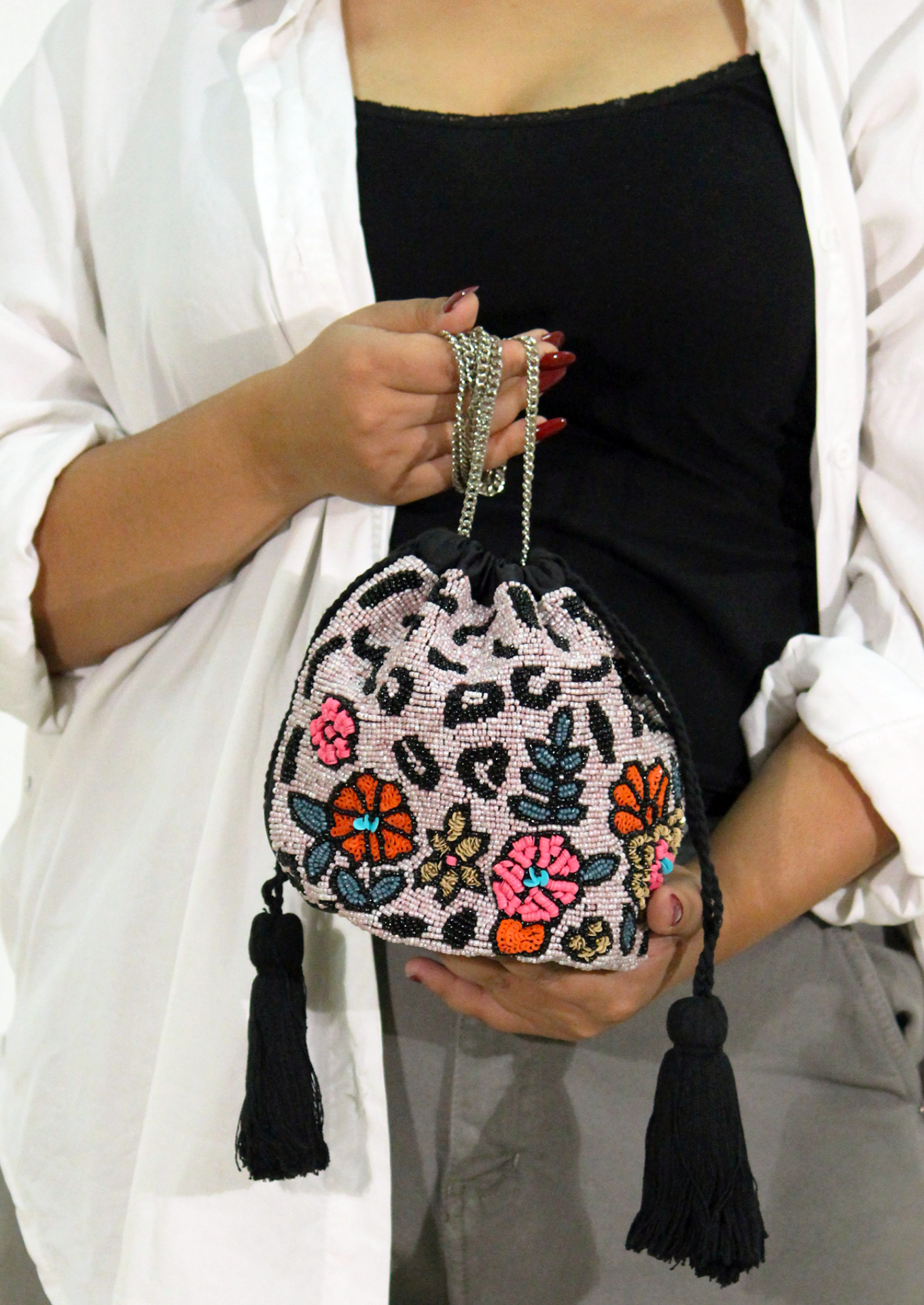flowerbed beaded bag
