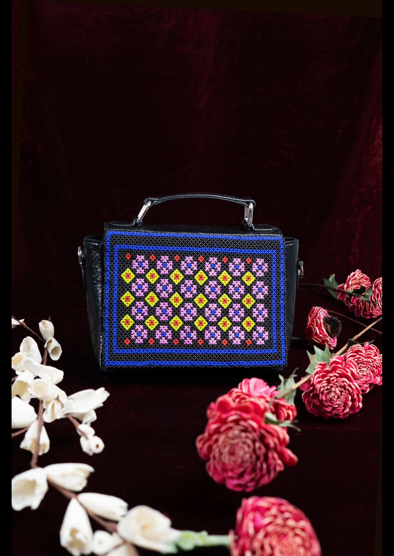 dhara midnight beadwork purse
