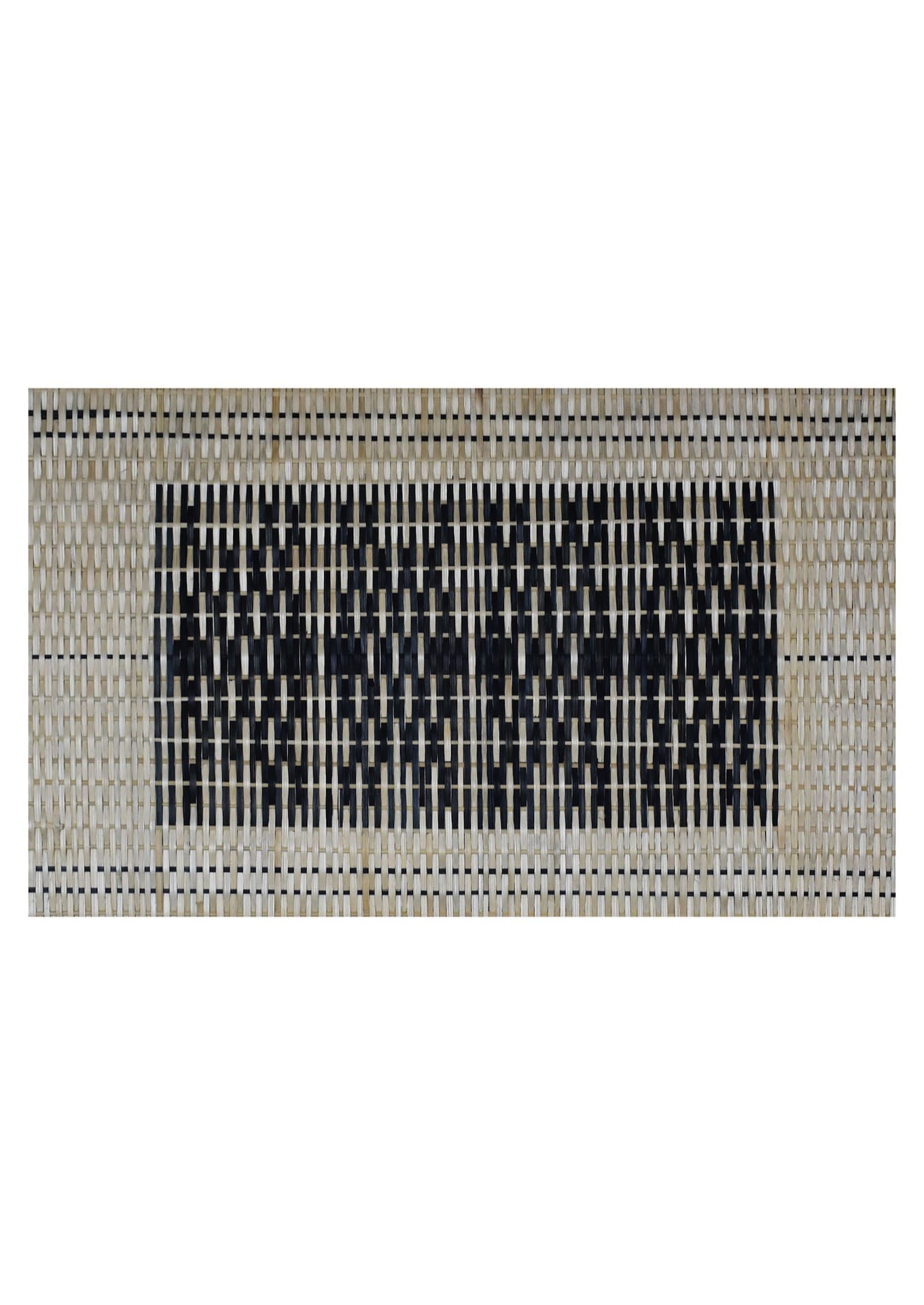 Framed horizontal geometric bamboo wall art, traditional North East Indian tribal decor.