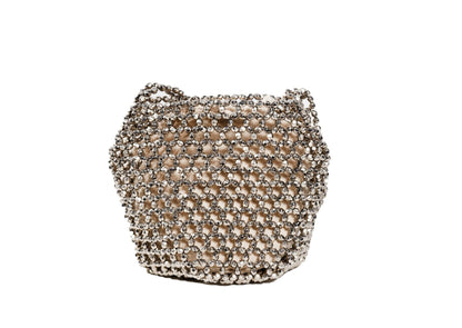 Handcrafted clear beadwork on a modern chain strap bag, authentic Bareilly fashion.