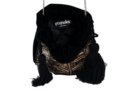 Inside view of a compact artisanal potli, authentic handcrafted fashion.