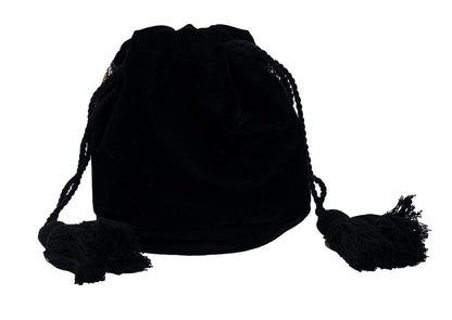 Rear view of a compact artisanal potli, authentic handcrafted fashion.