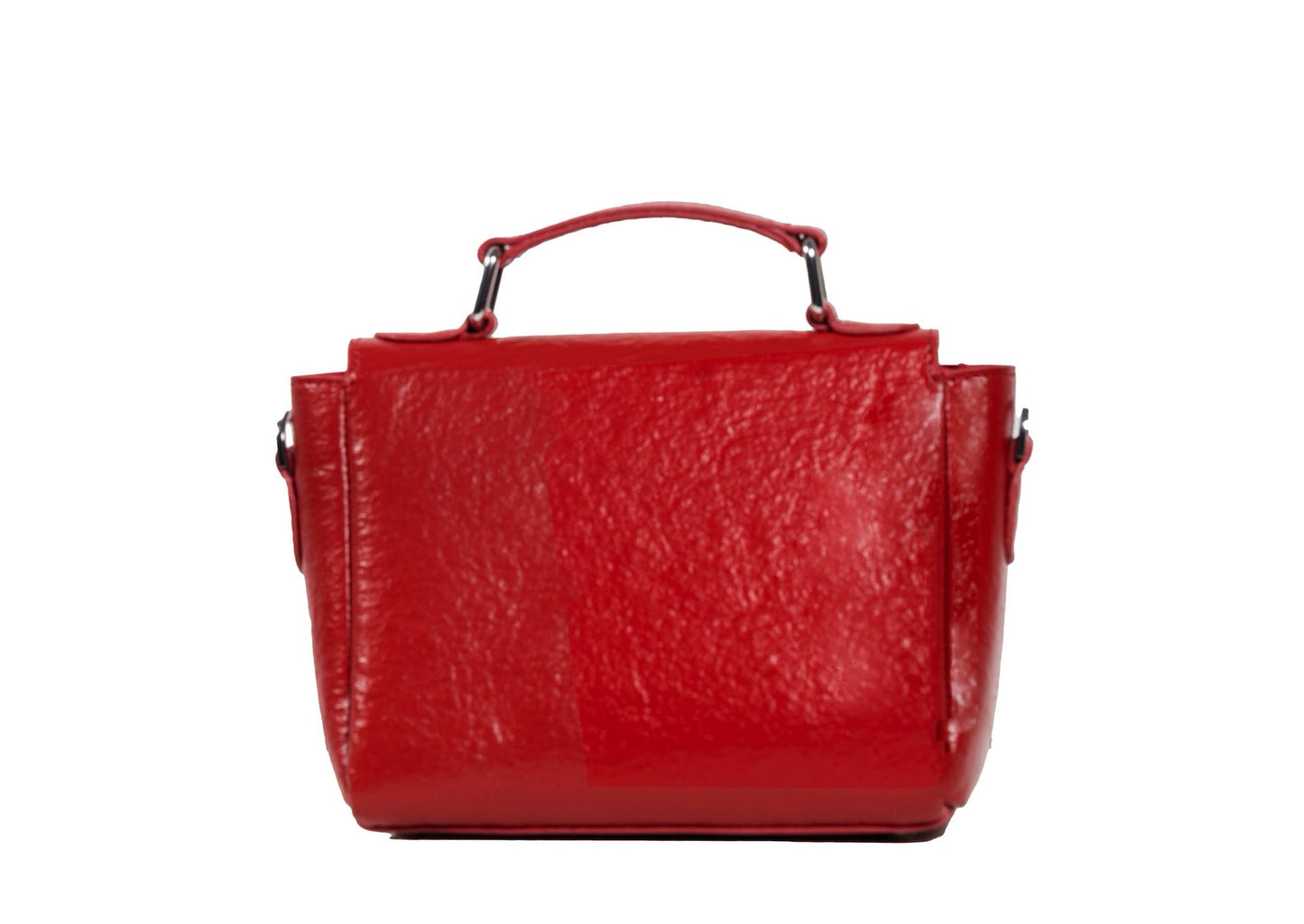 Rear view of symmetrical Czech glass bead flowers on a bright red handbag, authentic Gujarati dal-moti craft.