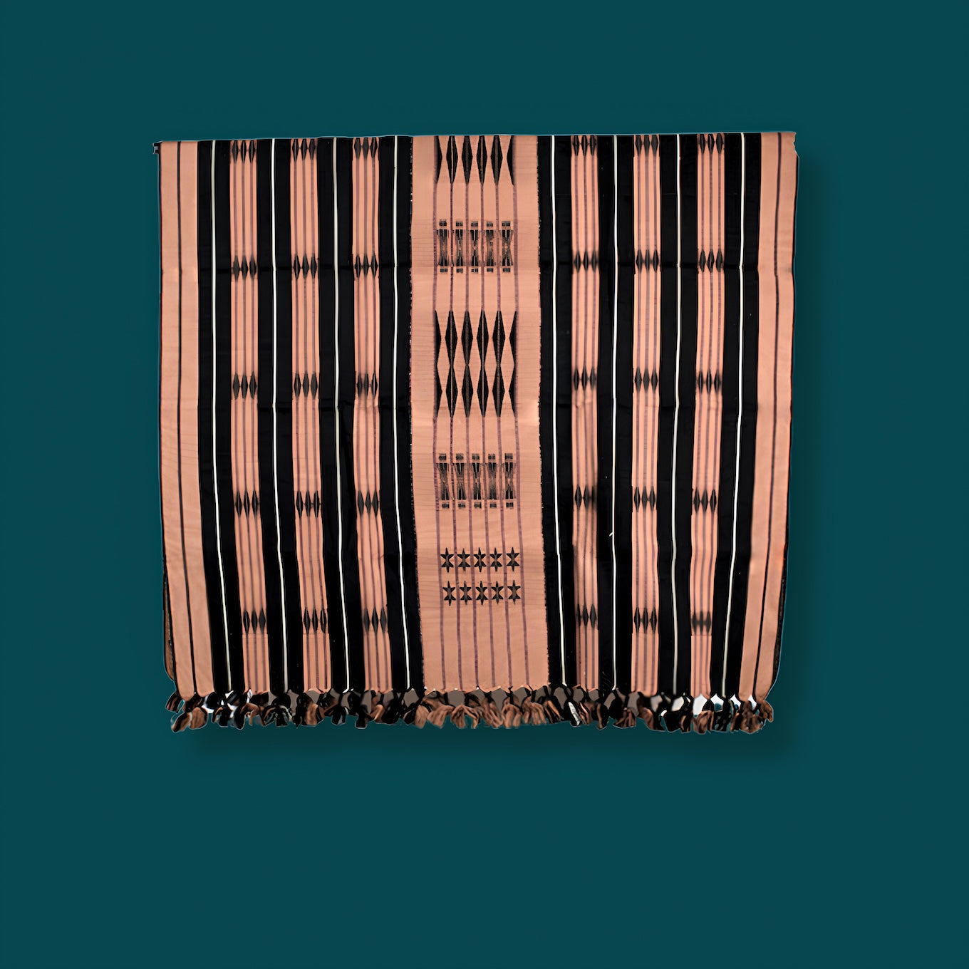 Brown and black striped 100% cotton handwoven throw, authentic Nagaland loin loom textile.