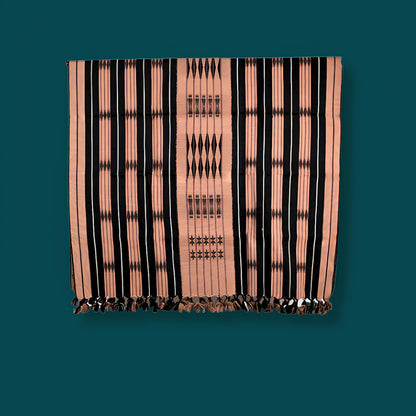 Brown and black striped 100% cotton handwoven throw, authentic Nagaland loin loom textile.