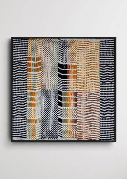 Detailed view of beautiful weaving craftsmanship on cotton yarn, luxury Indian heritage art.