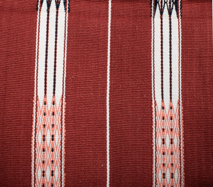 Red and white striped 100% cotton handwoven throw, traditional Nagaland loin loom blanket.