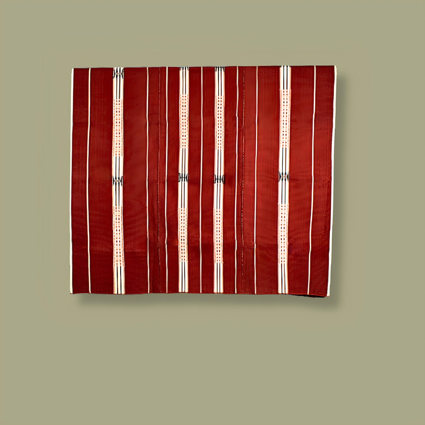 Red and white striped 100% cotton handwoven throw, traditional Nagaland loin loom blanket.