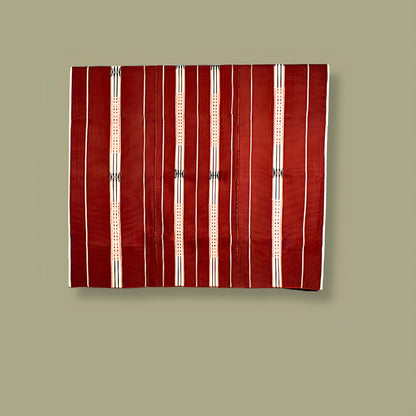 Red and white striped 100% cotton handwoven throw, traditional Nagaland loin loom blanket.