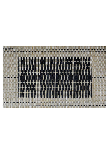 Framed horizontal geometric bamboo wall art, traditional North East Indian tribal decor.