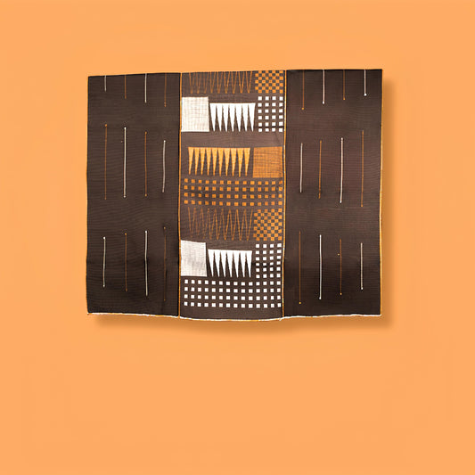 Brown and khaki geometric 100% cotton handwoven throw, traditional Nagaland loin loom blanket.